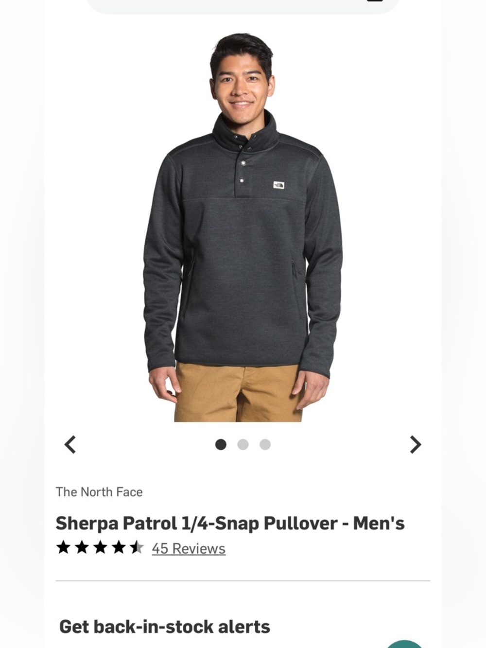 The North Face Charcoal Sherpa 1/4-Snap Pullover